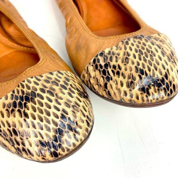 LANVIN Leather Cap Toe Ballet Flats - Size 7 - Picture 3 of 14